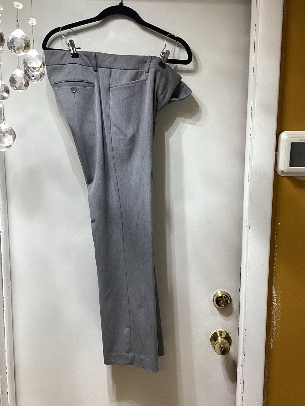 Express Men's Light Gray Dress Pants - Flat Front Trousers